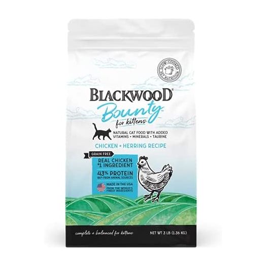 Blackwood Bounty Kitten Food Made in USA Slow Cooked Kitten Dry Food [Natural Kitten Food with Superfood Ingredients for Food Sensitivities and Immune Health], Chicken and Herring Recipe