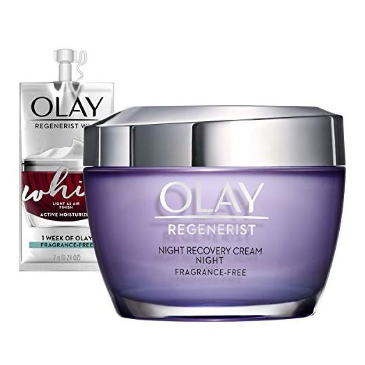 Olay Regenerist Night Recovery Cream Face Moisturizer, 1.7 Oz + Whip Face Moisturizer Travel/Trial Size Gift Set