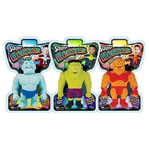 JA-RU Stretchy Toy Monsters Action Figures Squish & Pull Toys (3 Units Assorted) Stretching 4 Times his Size Anxiety Calming Fidget Stress Toys for Kids & Boys Toys Party Favors Plus 1 Sticker 4306-3s