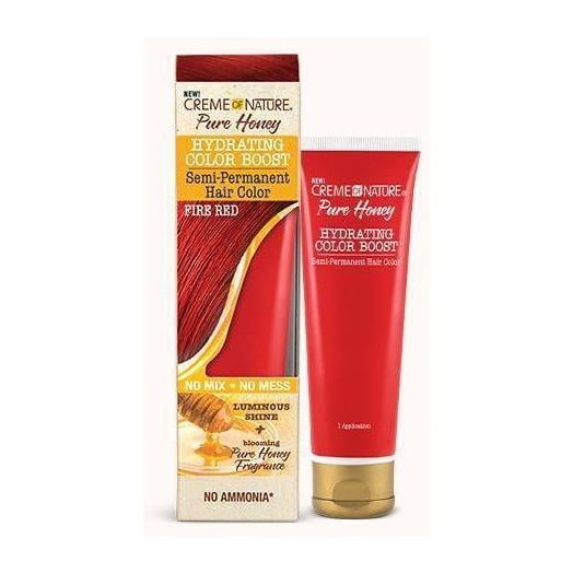 Creme Of Nature Pure Honey Hydrating Color Boost Semi Permanent Hair Color Fire Red, 3 Oz