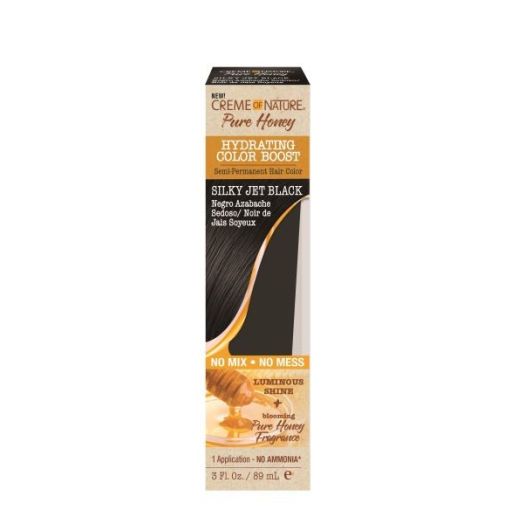 Creme Of Nature Pure Honey Hydrating Color Boost Semi Permanent Hair Color Slky Jet Black, 3 Oz