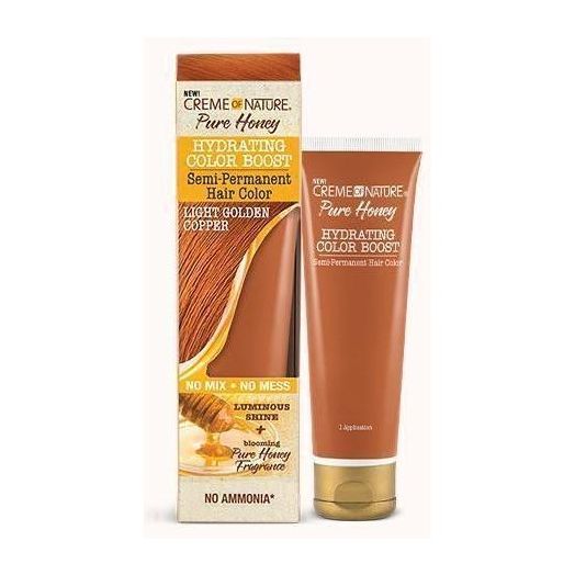 Creme Of Nature Pure Honey Hydrating Color Boost Semi Permanent Hair Color Light Golden Copper, 3 Oz