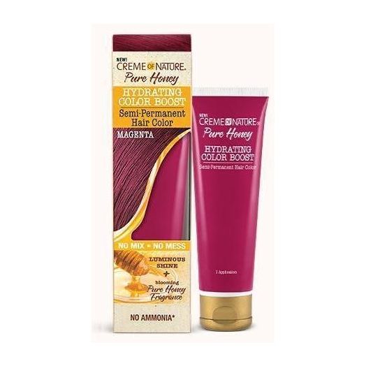 Creme Of Nature Pure Honey Hydrating Color Boost Semi Permanent Hair Color Magenta, 3 Oz