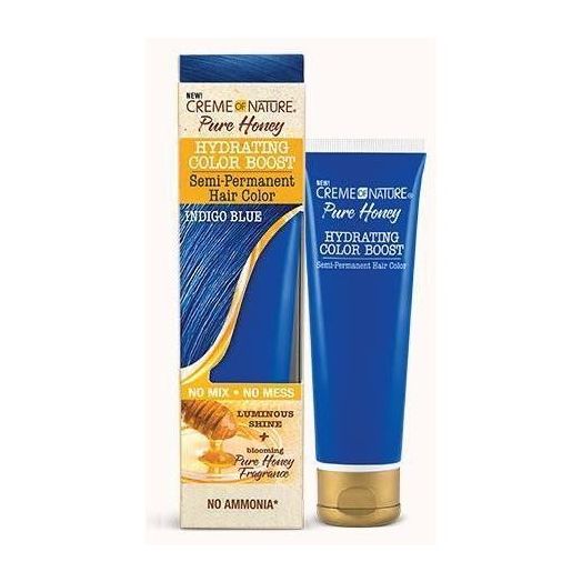 Creme Of Nature Pure Honey Hydrating Color Boost Semi Permanent Hari Color Indigo Blue, 3 Oz