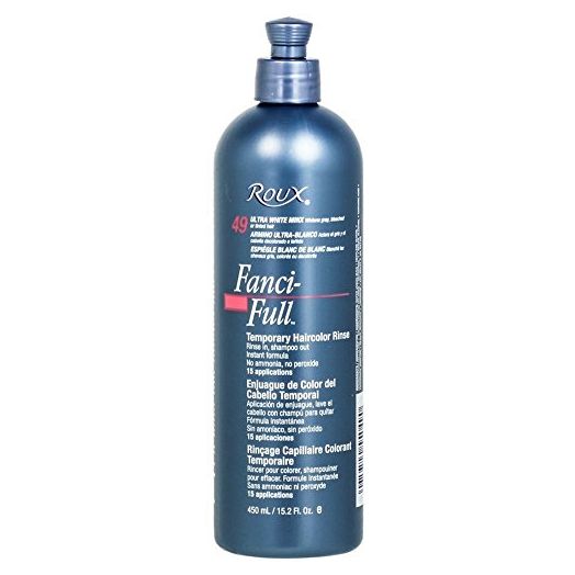 Fanci-Full Instant Hair Color Rinse by Roux, 49 Ultra White Minx, Temporarily Evens Tones and Removes Brassiness, Blends Away Gray, 15.2 Oz
