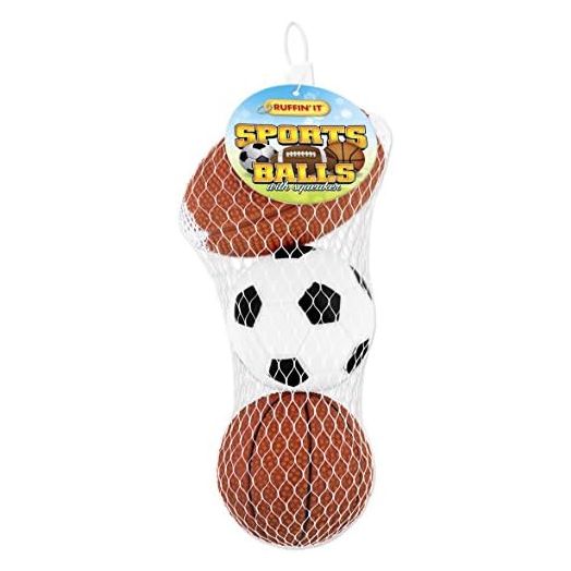 Ruffin' It 3-Pack Vinyl Sports Ball in Mesh Bag for Pets