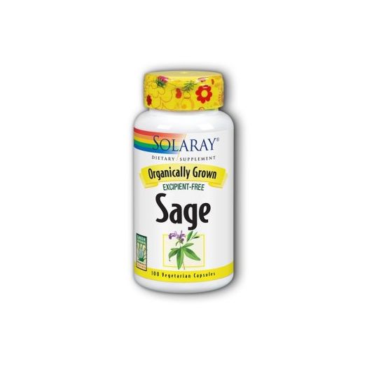 Solaray Organically Grown Sage 570 mg Capsules, 100 Ct