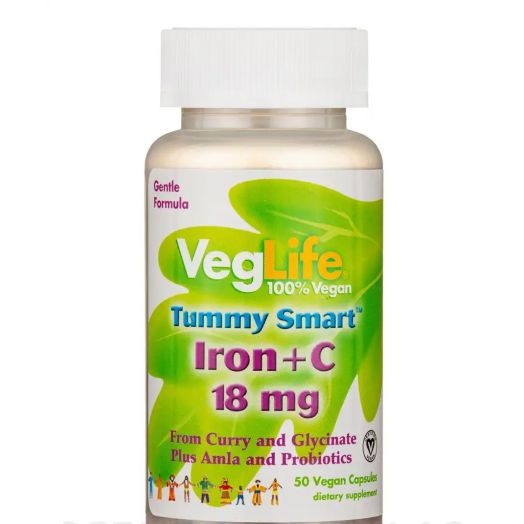 VegLife Tummy Smart Iron + C 18 mg - 50 Vegan Capsules