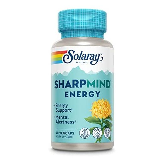 Solaray SharpMind Energy, Energy Support and Mental Alertness Nootropic Supplement for Focus, Memory, Men, Women, Each Caffeine Free Pill, Vegan, 60 Day Money Guarantee, 30 Serv 30 VegCap Pills
