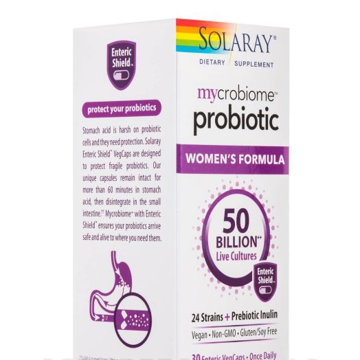 Solaray mycrobiome probiotic Women's Formula, 50 Billion, 24 Strains + Prebiotic Inulin - 30 Enteric VegCaps