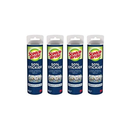 Wide Lint Roller Refills (120 Sheets Total) Cat Dog Pet Hair Animal Fur Remover Clothing Upholstery, Pack of 4