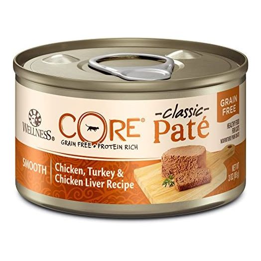 Wellness CORE Grain-Free Wet Cat Food, Natural Canned Food for Cats, Made with Real Meat (Chicken, Turkey & Chicken Liver Pate, 3 oz Cans, Pack of 12)