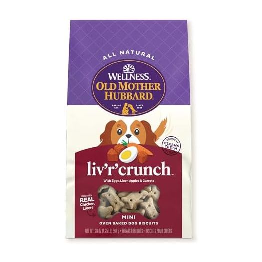 Old Mother Hubbard by Wellness Classic Liv'R'Crunch Natural Dog Treats, Crunchy Oven-Baked Biscuits, Ideal for Training, 20 ounce bag
