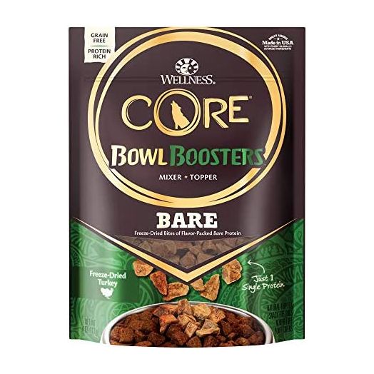 Wellness CORE Natural Grain Free Bare Bowl Boosters Tender Dog Food Mixer Or Topper (Turkey, 4-Ounce Bag)