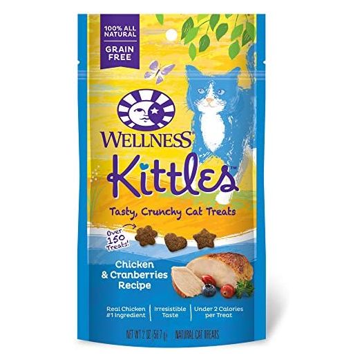 Wellness Kittles Crunchy Natural Grain Free Cat Treats, Chicken & Cranberry, 2-Ounce Bag