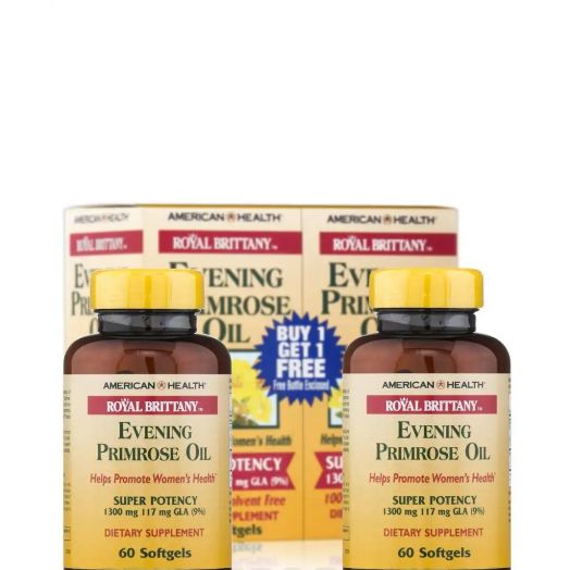 American Health Royal Brittany Evening Primrose Oil 1300 mg - 60 + 60 Free Softgels