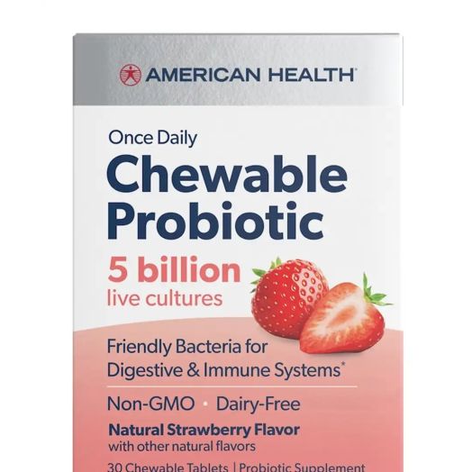 American Health Chewable Probiotic 5 Billion, Natural Strawberry Flavor - 30 Chewable Tablets