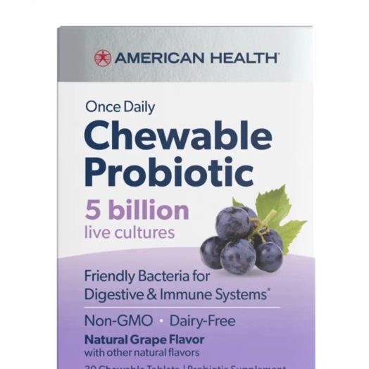 American Health Chewable Probiotic 5 Billion, Natural Grape Flavor - 30 Chewable Tablets