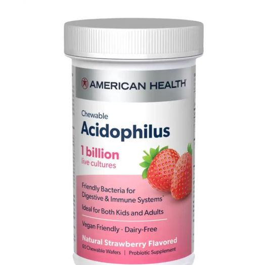 American Health Chewable Acidophilus 1 Billion, Natural Strawberry Flavor - 60 Chewable Wafers