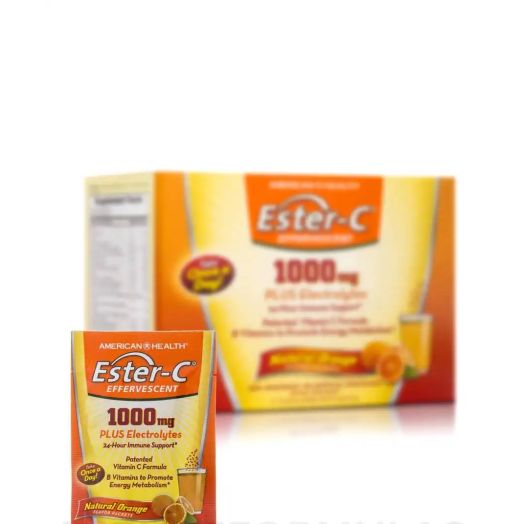 Ester-C 1000 mg Effervescent Orange Powder - 1 Box of 21 Single Serving Packets