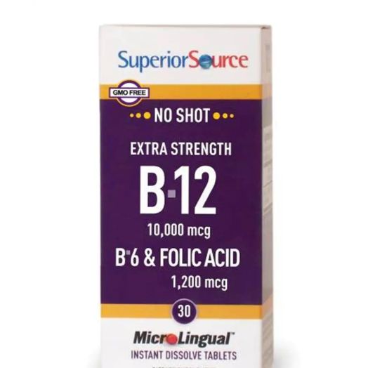 Superior Source No Shot Methylcobalamin B-12 10,000 mcg / B-6 & Folic Acid 1,200 mcg - 30 MicroLingual Tablets