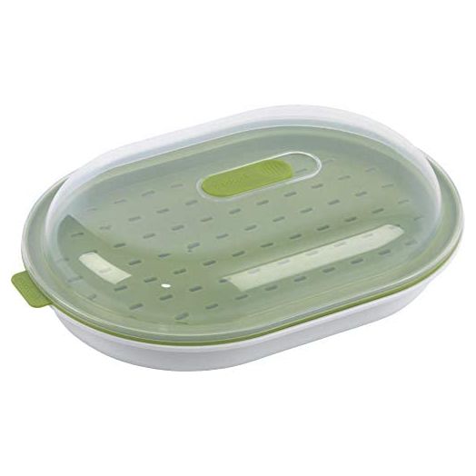 GoodCook BPA-Free Plastic Microwave Vegetable and Fish Steamer, Green