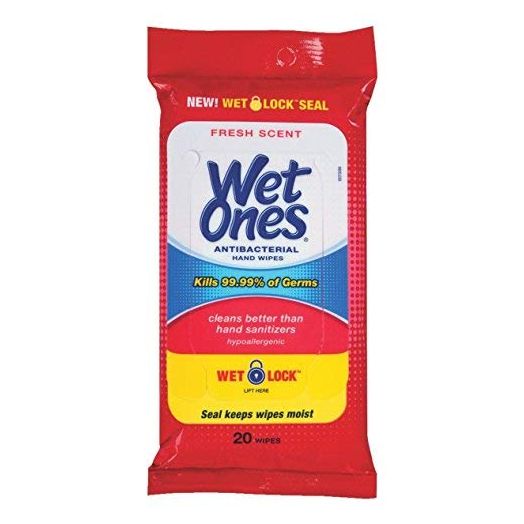 Wet Ones Anti-Bacterial Hand Wipes, 20 Wipes (Pack of 10)