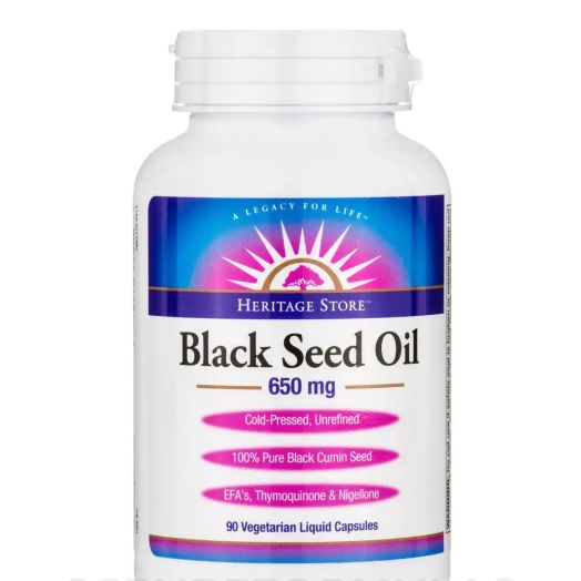 Heritage Store Black Seed Oil 650 mg - 90 Vegetarian Liquid Capsules