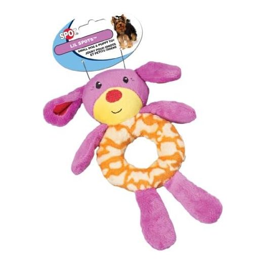 Ethical Pet Lil Spots Plush Ring Toys for Small Dog and Puppies, 7.5-Inch, Assorted