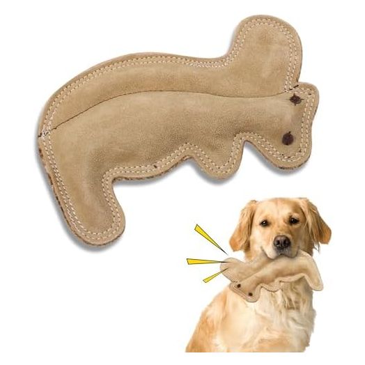 SPOT Dura-Fused Leather Squirrel - Dog Toy with Squeaker, Made With Real Leather and Jute Fabric, Interactive Toy for Aggressive Chewers, Durable Squeaky Toy for Dogs and Puppies, Small - 8in