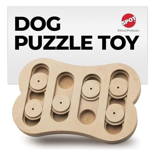 Spot Ethical Pet Interactive Seek-A-Treat Shuffle Bone Toy Puzzle That Will Improve Your Dog's IQ, Specially Designed for Training Treats