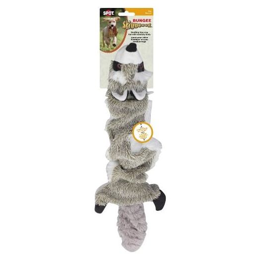 Ethical Pet SPOT Bungee Skinneeez | Stuffingless Plush Animal Toy for Dogs | Interactive Dog Toys | Raccoon | Expands 36" Long