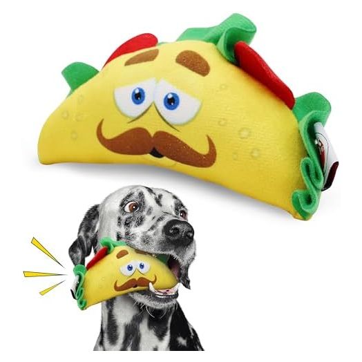 SPOT Fun Food Taco Plush Dog Toy with Squeaker - Interactive Soft, Squeaky Toy for Dogs and Puppies, Keeps Pets Entertained, Cute and Funny Chew Toy Made with Soft Fabric - 6in