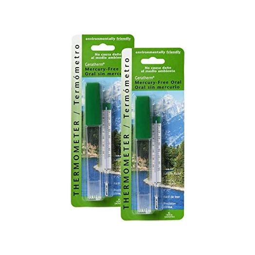 Geratherm Mercury Free Oral Glass Thermometer, Pack of 2