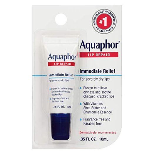 Aquaphor Lip Repair Ointment - Long-lasting Moisture to Soothe Dry Chapped Lips - .35 fl. oz. Tube
