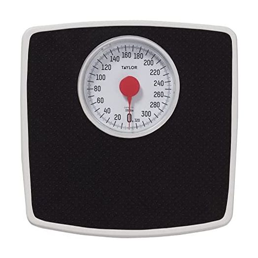 Taylor Precision Products Analog Scales for Body Weight, 330LB Capacity, Easy to Read Large 4.25" Dial, Black Vinyl Mat Platform, 10.3 x 10.6 Inches, Black