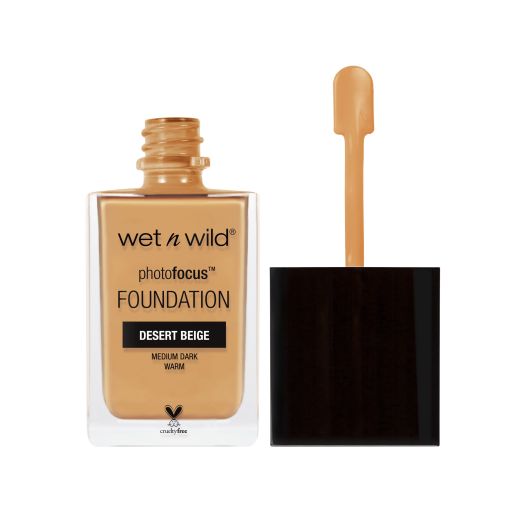 wet n wild Photo Focus Liquid Foundation, Medium Dark, Matte, Desert Beige, 1 fl oz