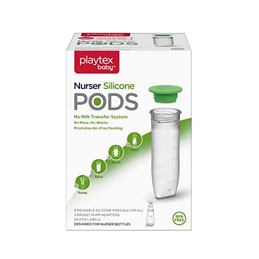 Playtex Baby Nurser Reusable Silicone PODS, Breastmilk Storage & Air-Free Feeding, 6 Ounce, 6 Count - BACKORDERED UNTIL APRIL 3rd