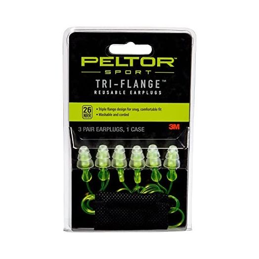 Peltor Sport Tri-Flange Corded Reusable Earplugs, 3-Pair Per Pack
