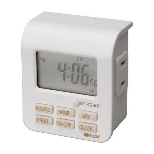 Woods 2-Conductor Indoor Digital 7-Day Lamp Timer, White, 50008