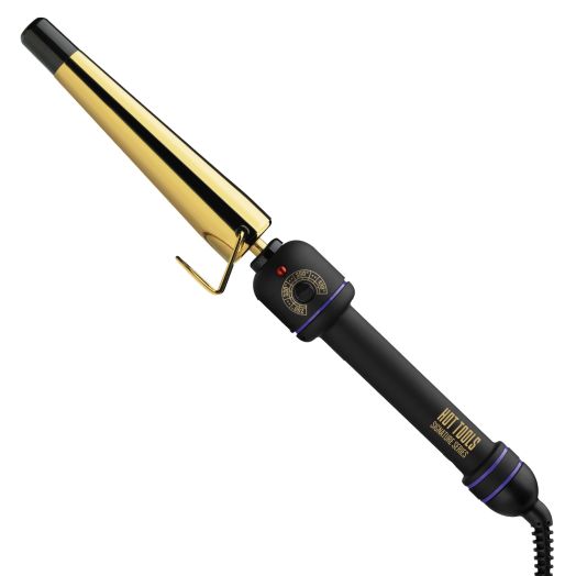 Hot Tools Signature Series Gold 0.75" to 1.25" Tapered Hair Curling Wand with Protective Glove, Black