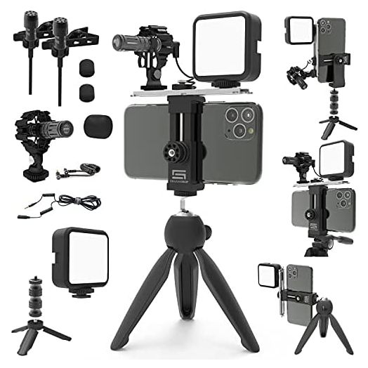 DREAMGRIP SCOUT MOJO 2 Plus Modular Rig Kit with 3 Microphones,LED Light,and ALL-IN Accessories Set for PRO Video Production with Any Smartphone for Journalists,Vloggers,YouTubers,and Content Creators