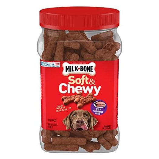 Milk-Bone Soft & Chewy Dog Treats, Beef & Filet Mignon Recipe, 25 Ounce Made with Real Chuck Roast