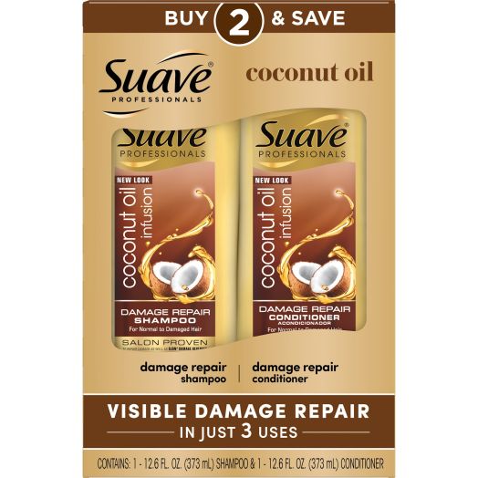 Suave Professionals Coconut Oil Shampoo and Conditioner 12.6 oz, 2 count