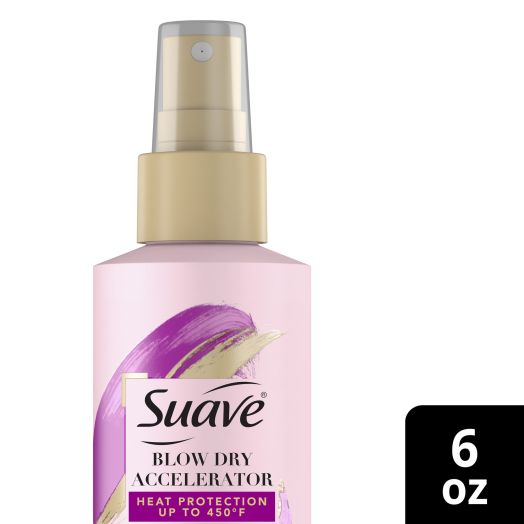Suave Heat Protectant, Blow Dry Accelerator Detangler with Amino Acid Complex Protects Hair Up To 450 ° for All Hair Types, 6 oz