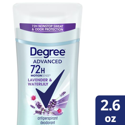 Degree Advanced Antiperspirant Deodorant 72-Hour Sweat & Odor Protection Lavender & Waterlily Antiperspirant for Women with MotionSense Technology 2.6 oz