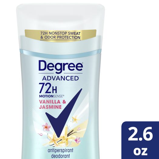 Degree Advanced Antiperspirant Deodorant Vanilla & Jasmine Antiperspirant For Women with MotionSense Technology 72H Sweat and Odor Protection 2.6 oz