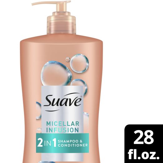 Suave Hydrating 2 in 1 Shampoo and Conditioner, Micellar Infusion For All Hair Types, 28 oz