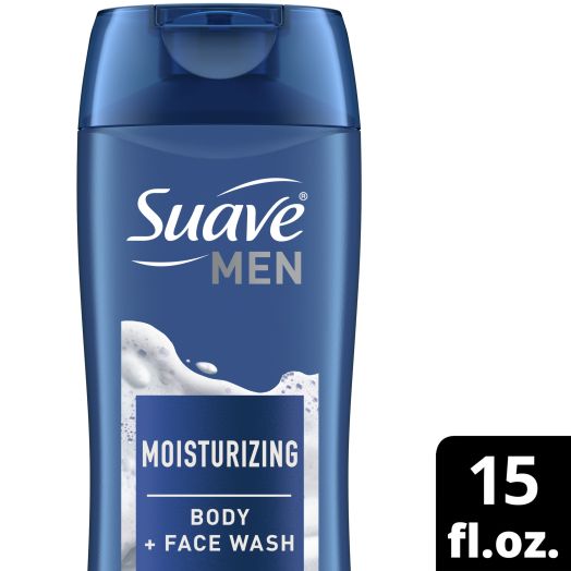 Suave Men Face & Body Wash Body Cleanser for Moisturized Skin with Shea Butter & Coconut Oil With an All day Creamy Scent 15 oz