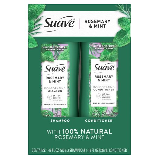 Suave Invigorating Shampoo and Conditioner Set, with Rosemary and Mint for Dry, Damaged Hair, 18 oz, 2 Count
